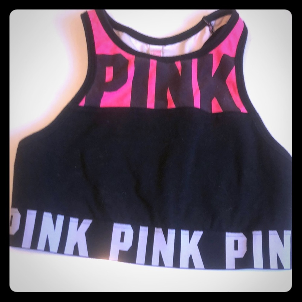 VS “Pink Crop / Haut Court Pink” Logo sports Bra
